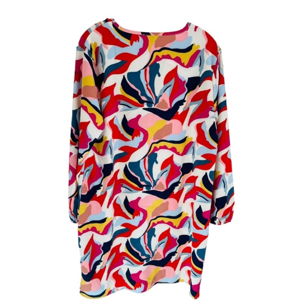 Pink Long Sleeve Scoop Neck Resort Dress - Picture 2 of 2